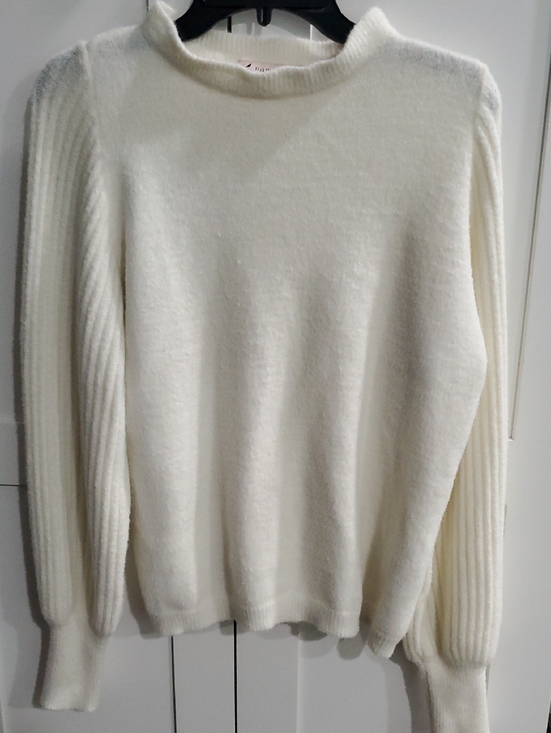 Nanette Lepore Sweaters - Nanette Lepore Ivory Crewneck Sweater with Ribbed Sleeves